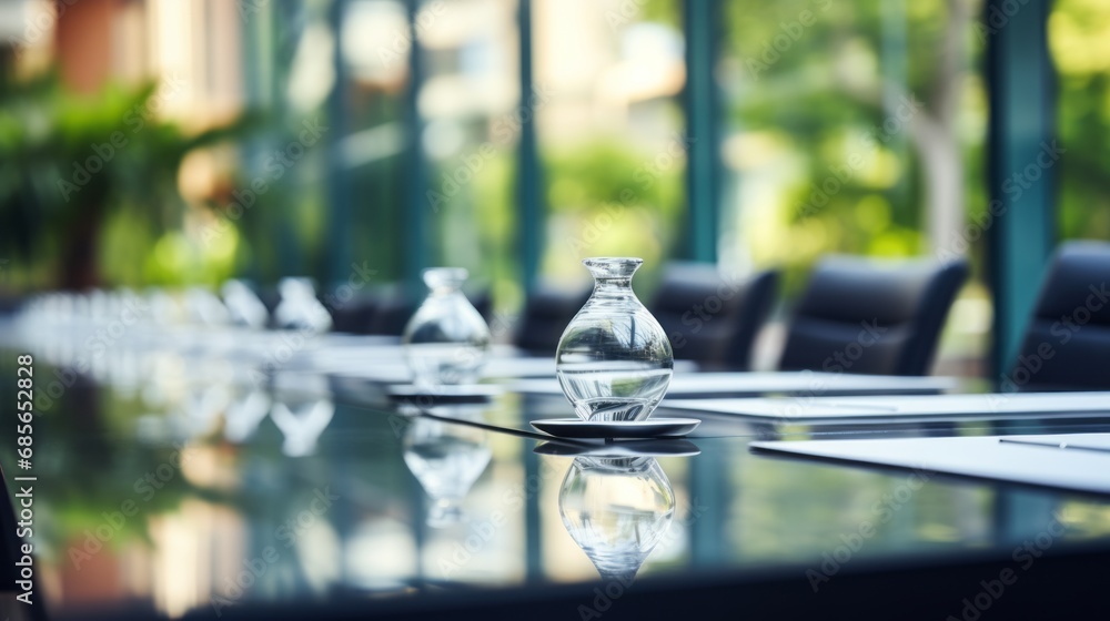 Aufkleber abstract bright bokeh in empty open office space with blurred interior for modern design concept