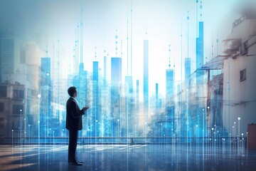 Businessman Analyzing Data Company Growth Projection Long Term Growth Strategy