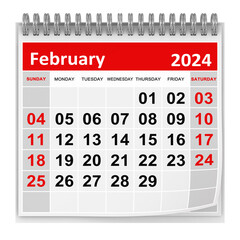 Calendar - February 2024 - obrazy, fototapety, plakaty