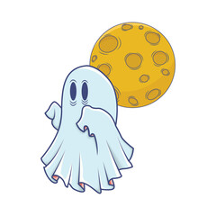 ghost with moon illustration