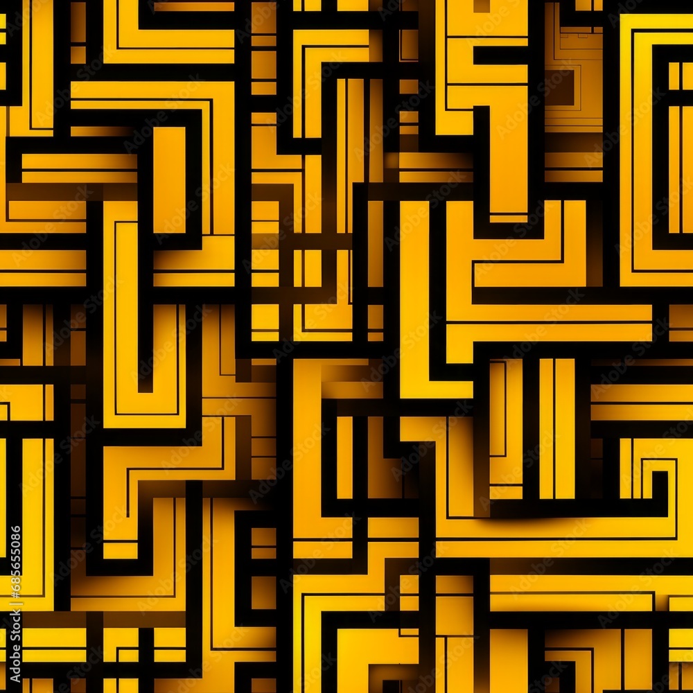 Poster vibrant orange abstract geometric seamless pattern with intricate and eye catching design elements
