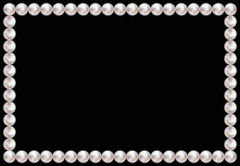 Pearl square frame. 
Pearl frame isolated on black background. Vector elements for wedding decoration, banners, cards, invitation. Elegant  pearl frame. 