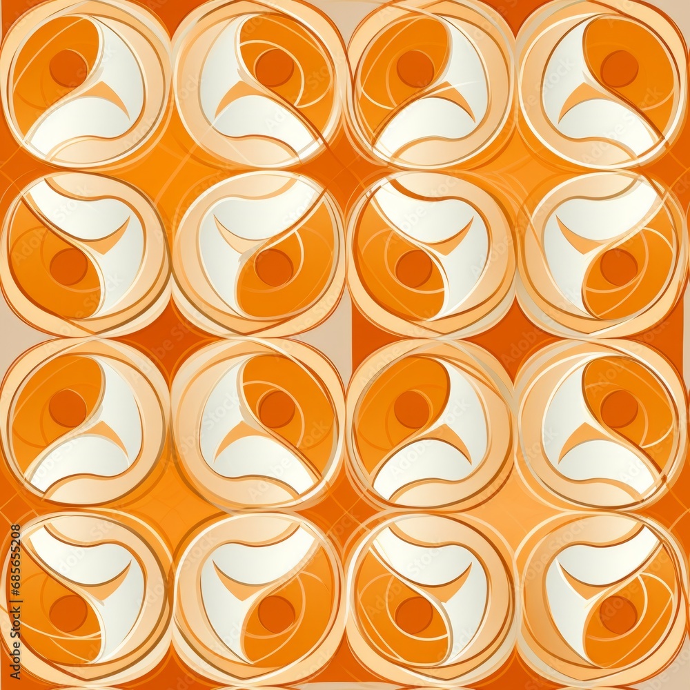 Poster vibrant orange abstract geometric seamless pattern with intricate design and dynamic shapes