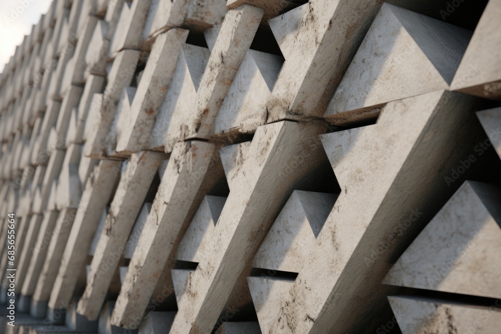 Aufkleber a detailed view of a building constructed with concrete blocks.