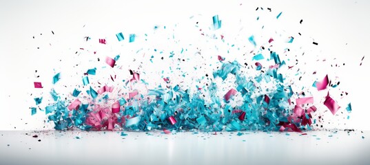 Vibrant confetti explosion on white background with ample copy space for text placement - Powered by Adobe