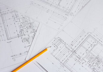 architectural plans. construction site