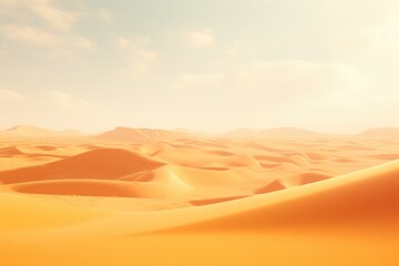 A picturesque desert landscape featuring sand dunes and majestic mountains in the distance. 