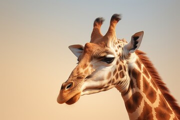 A close up of a giraffe's head and neck. Perfect for nature and wildlife enthusiasts