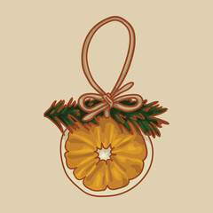 Christmas decoration made of citrus fruits for the Christmas tree. Holiday mood