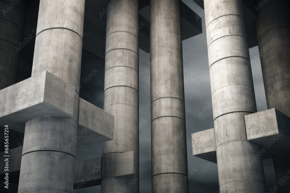 Poster a group of columns with a clear sky in the background. ideal for architectural designs and concepts