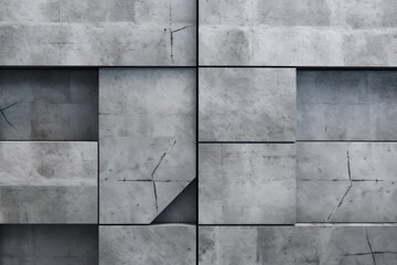 Fototapeta premium A picture of a wall made of concrete blocks with visible cracks. 