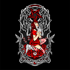 sexy charming girl illustration for t shirt design and other