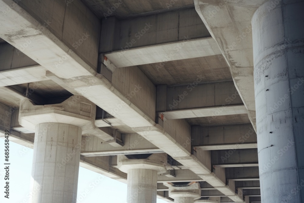 Aufkleber the picture shows the underside of a highway bridge with columns. this image can be used to depict u