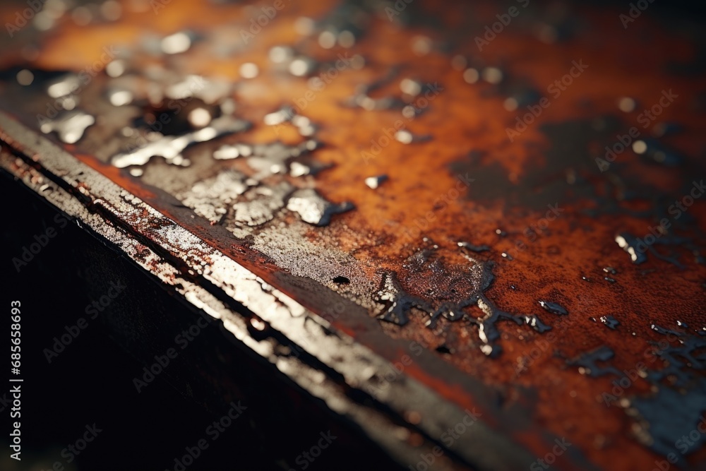 Poster a detailed view of a rusted metal surface. this image can be used to depict decay, aging, or industr