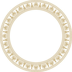 Vector gold round classical Greek ornament. European ornament. Border, frame, circle, ring Ancient Greece, Roman Empire..