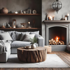 Fireside Elegance: Embracing Winter in a Stylish Modern Living Space