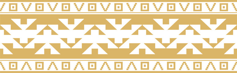 Native American vector gold seamless pattern. Endless Aztec, Maya, Inca ornament. Drawing for border and frame.