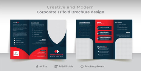 Trendy and Minimalist Corporate A4 Trifold Brochure Design Template