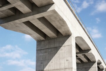 The picture shows the underside of a bridge against a beautiful sky background. Perfect for architectural designs or cityscape concepts