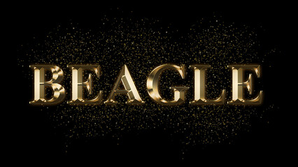 BEAGLE, Gold Text Effect, Gold text with sparks, Gold Plated Text Effect, animal name 
