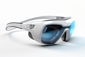 Immerse yourself in the future with this cutting edge futuristic VR virtual reality device isolated on a white background. Ai generated