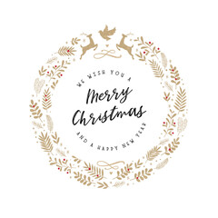 Cute hand drawn christmas wreath with text 