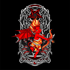 devil cupid illustration for t shirt design and other