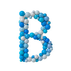 Multicolored Particle Sphere Style Alphabet "B" with Isolated on White Background. 3d Rendering