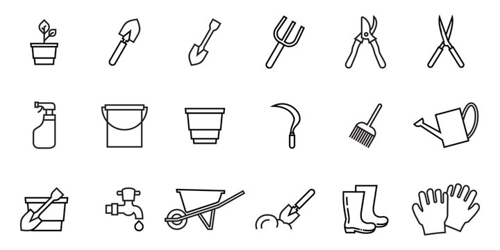 collection of gardening tools icons.vectors, icon templates and resizable EPS 10.