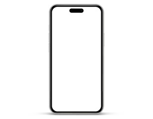 3D realistic high quality smartphone mockup with isolated background. Smart phone mockup collection. Device front view. 3D mobile phone with shadow on white background.