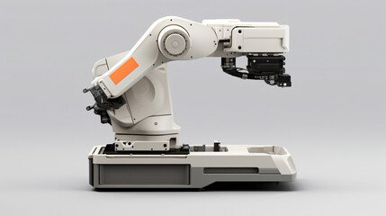 Portable robotic arm with station module on white background
