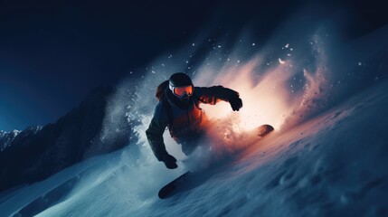 A man snowboarding photo realistic illustration - Generative AI.