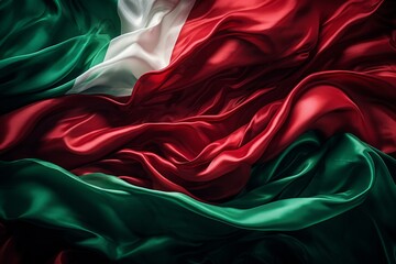 Mexican independence day celebration with waving flag of mexico on textured fabric background