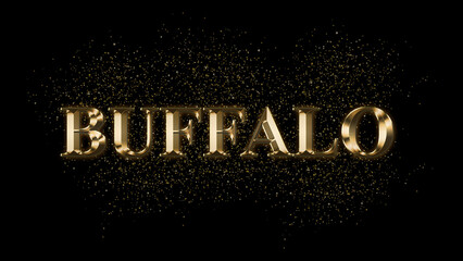 BUFFALO, Gold Text Effect, Gold text with sparks, Gold Plated Text Effect, animal name 