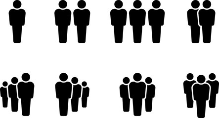 People group icon set. Business team. Team of worker.  User profile symbol. Group of people or group of users. Vector illustration of cartoon men and women.Isolated on white.