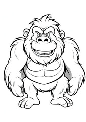 Cartoon Gorilla  Coloring Page isolated on white