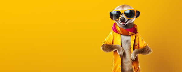 Fashionable funky meerkat in sunglasses - obrazy, fototapety, plakaty
