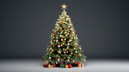Christmas tree with colorful Christmas ball decorations, Hasselblad quality