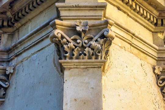 Architectural feature of the Deleuterio Maisonnave Monument (1895) , Alicante, Spain