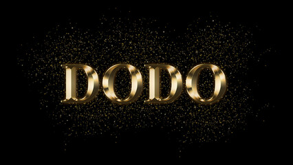 DODO, Gold Text Effect, Gold text with sparks, Gold Plated Text Effect, animal name  © Usman Tahir Isolated