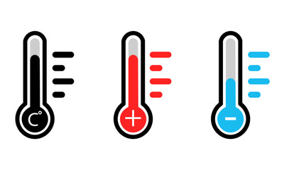 Thermometer icon cold and hot temperature scale cold and hot weather symbol thermometer sign in flat simple style on white isolated background eps10