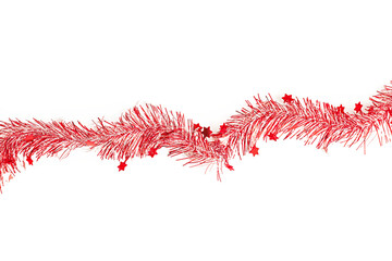 flat lay of Christmas party with red streamers with transparent background, top view