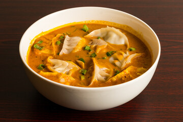 Nepalese chicken dumplings with hot chutney