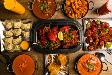 Indian food flat lay composition