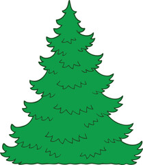 Christmas tree green icon in trendy farmhouse style. Happy New Year Watercolor. Vector illustration of pine silhouette design decor, beautiful, plant, modern line art style holiday cover greeting pine