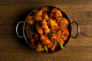 Indian aloo gobi made with potatoes, cauliflower and spices