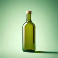 bottle of olive oil isolated on green background