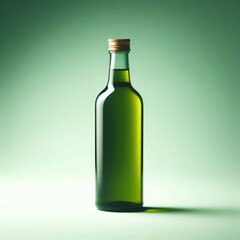 bottle of olive oil isolated on green background
