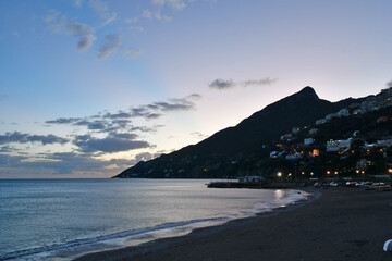 Panoramic view from Vietri sul Mare, a village on the Amalfi coast in the province of Salerno,...