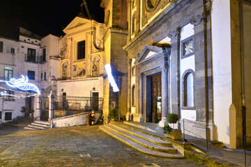 A narrow street in Vietri sul Mare, a village on the Amalfi coast in the province of Salerno, Italy.